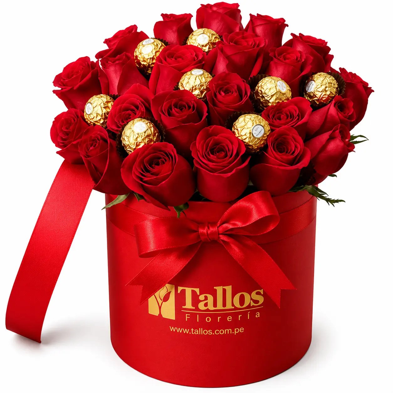 box de rosas y bombones para regalo romántico delivery de flores hoy en Lima
